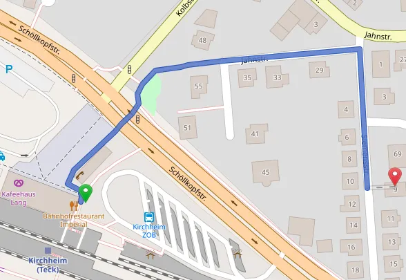 Karte mit dem Standort der Praxis in der Siemensstraße 9 in Kirchheim unter Teck